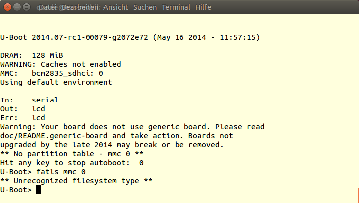 Fehlerbild 'Unrecognized filesystem type'